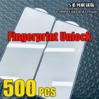 500pcs Fingerprint Unlock Tempered Glass 9H 0.18MM HD 2.5D Screen Protector Film For Samsung Galaxy S24 Ultra S23 Plus S22 S21