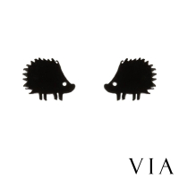【VIA】白鋼耳釘 刺蝟耳釘/動物系列 小小刺蝟造型白鋼耳釘(黑色)