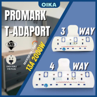 PROMARK 3-Way/4-Way T-Adaport Neon Surge Protector Easy For 2 Pin Plug ( 2000W Sirim Approved )