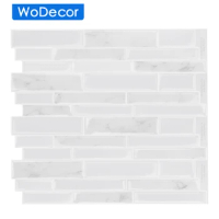 WODECOR Waterproof Peel And Stick Wall Tiles Easy To DIY Vinyl 3D Wallpaper Stickers For Kitchen Backsplash Decor