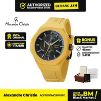 Jam Tangan Alexandre Christie Pria AC 6590 MC Rubber Strap Yellow