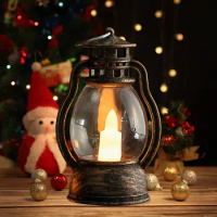 Romantic Desktop LED Candle Lantern Lamp Retro Hanging Hook Halloween Candles Light Vintage Christmas Party Festival Ornament