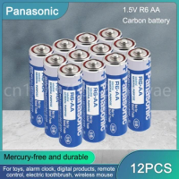 12PCS Panasonic Original AA R6AA 1.5V Universal Battery for Toy Large Capacity Fan Breast Pump Microphone