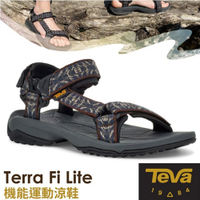 TEVA 男 Terra Fi Lite 水陸機能涼鞋.雨鞋.水鞋.耐磨運動織帶(含鞋袋)_黑