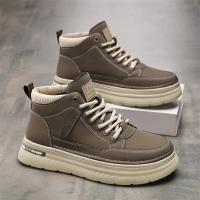 2025 Fall New Men's Work Boots Vintage Work Shoes Martin Boots Thick-Soled Sneakers Casual Board Sho