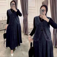 Monalisa vest Set Baju Stelan Rok jeans Wanita One Set Jeans Premium Atasan Jeans Wanita pollycotton