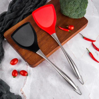 Non-Stick Silicone Cooking Spatula Stainless Steel Handle Multifunctional Wok Shovel Flexible Pancake Kitchen Cooking Tools