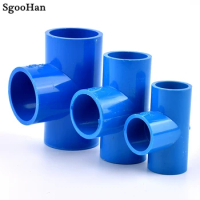 2~20pcs 20~63mm Blue PVC Pipe Tee Connector Home Garden Irrigation Aquarium Fish Tank Tube Watering Adapter Fittings 3 Way Joint