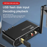 DAC Bluetooth 5.1 Audio Receiver U-Disk 3.5MM AUX RCA Optical Coaxial Hifi Stereo Wireless Adapter Digital to Analog Converter