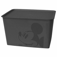 小禮堂 迪士尼 米奇 日製 方形塑膠拿蓋收納箱 玩具箱 衣物箱 17L (L 黑 大臉)