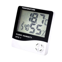 Digital LCD Indoor Outdoor Room Electronic Temperature Humidity Meter Weather Station Alarm Clock 4 Key Model