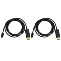 2X USB-C to DisplayPort Cable Adapter 6Ft USB 3.1 Type C to DP HD Cable