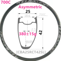 2021 Asymmetric HTG 255° only 385g Carbon Road Bike 42mm Depth 700C Carbon Rim Tubular Clincher Tubeless carbon bicycle rims