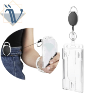 【Viita】透明直式雙卡證件/工作證/識別證 蛋型易拉扣伸縮卡套