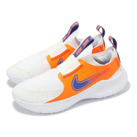 【NIKE 耐吉】慢跑鞋 Flex Runner 3 GS 大童 女鞋 白 橘 藍 套入式 無鞋帶 運動鞋(FN1294-101)