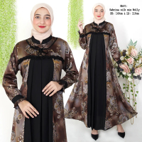 Gamis Dress Sabrina Silk Mix Wolly Premium Butik Mewah Abaya Muslim Hitam Remaja Elengant Kekinian B