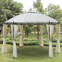 11.5' Outdoor Gazebo,Patio Gazebo Canopy Shelter with Curtains,Romantic Round Double Roof,Solid Steel Frame for Garden,Lawn