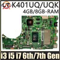 Mainboard For ASUS K401UQ K401UQK K401UB A401U V401U K401U A400U Laptop Motherboard i3 i5 i7 6th/7th Gen CPU 4GB/8GB-RAM GT940M