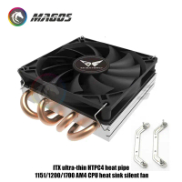 เคส ITX ขนาดเล็ก, CPU และหม้อน้ำอากาศ, บางเฉียบ (H39mm), ท่อความร้อนทองแดง 4 ท่อ, หม้อน้ำ CPU, 4 พิน