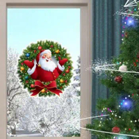 Window Glass Stickers Widely Used Christmas Decoration Christmas Wreath Wall Stickers 30x20cm Wall Sticker Removable Durable