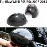 For BMW Mini Cooper R53 R55 R56 JCW 2007-2013 Real Carbon Fiber Car Rearview Mirror Cover Caps Trim Case Parts Accessories