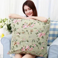 65x 65/70x70cm cotton fabric pastoral floral style large cushion cover decorative square flower lumbar pillow case indoor