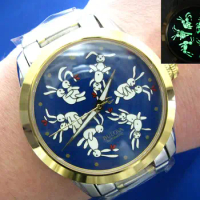 Japanese "rogue rabbit" night-luminescent blue dail bulova automatic big men's watch