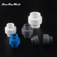 1pc PVC 20mm 25mm 32mm 40mm Pipe Union Connector for Garden Irrigation Water Tank Joint Water Pipe Straight Connector