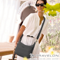 【Travelon美國防盜包】Roam防盜斜背包TL-43677黑/輕量/防潑水/時尚/旅遊斜背包