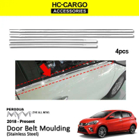 Perodua Myvi 2018 - 2020 3D 4pcs Door lining chrome / Door belt moulding / Lining chrome tingkap /  