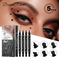 Dragon Ranee 5pcs/set 2 IN 1Double Head Moon Star Heart Flower Liquid Eyeliner Pen Black Stamp Eyeli