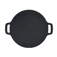 Round Grill Pan Thick Cast Iron Frying Pan Flat Pancake Griddle Non-stick Cooker Barbecue Tray BBQ Tool Pan Fried Meat Platter