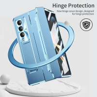 Ốp Lưng Samsung Galaxy Z Fold 5, 4, 3, 5G, Mạ Giá Đỡ Bản Lề Phẳng, Ốp Bảo Vệ, Chống Sốc, Với Tấm Bảo