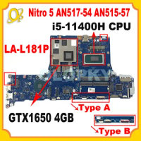 GH51G LA-L181P motherboard for Acer Nitro 5 AN515-57 AN517-54 laptop motherboard with i5-11400H CPU GTX1650 4GB GPU DDR4
