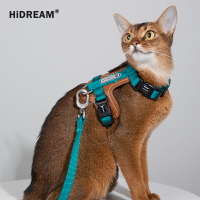 QZee HiDREAM皮革貓胸背帶套裝可調節工字防掙脫背心式貓咪牽引繩