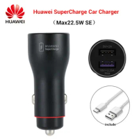 HUAWEI SuperCharge Car Charger 22.5W Max SE Dual USB Fast Charge For Huawei/Samsung/iPhone/Xiaomi With Type-c Cable