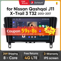 Junsun V1 AI Voice Wireless CarPlay Android Auto Radio for Nissan Qashqai J11 X-Trail 3 T32 2013-2017 4G Car Multimedia GPS 2din