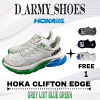 Sepatu Olahraga Running Pria Hoka OneOne Clifton Edge Grey Blue Green Free Kaos Kaki Outdoor