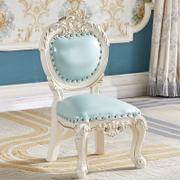 歐式實木真皮兒童椅簡約布藝奢華型雕花凳子靠背椅美式茶幾換鞋凳