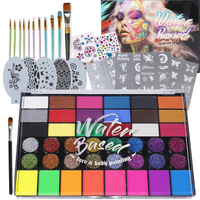 42 Color Face Painting Kit for Kids - Non-Toxic Water-Activated Face Paint Makeup Palette with Stenc