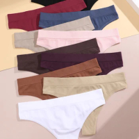 FINETOO 7PCS Women Seamless Thongs Sexy Thickened G-String Panties Female Breathable Underpants Solid Color T-Back Lingerie S-XL