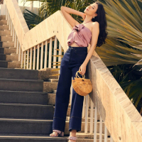 T3148 กางเกงยีนส์ผู้หญิง Straight Jeans ทรงกระบอกใหญ่ สีน้ำเงิน TBY Jeans