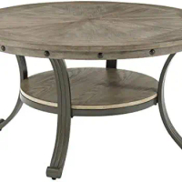 Pewter Metal and Rustic Wood Coffee Furniture Franklin Cocktail Table