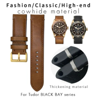 22mm 23mm Frosted Leather Watchband Fit for Tudor Black Bay Bronze GMT Pelagos Vintage Genuine Cowhide Bracelet Strap