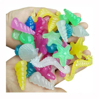100/200g Mixed Luminous Acrylic Sea Ocean Animals Gems Cute Starfish Sea Horse Shell Conch Stones For Birthday Party Gife Decor