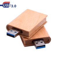 Customize Logo USB Flash Drive Memory Stick usb 3.0 Pen drive 8GB 16GB 32GB 64GB Wooden Pendrive Book Style Usb Flashdrive Gift