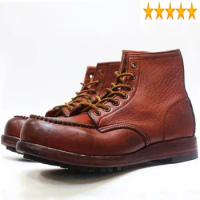 Men Cow Thick Sole Retro Lace Up Natural Leather Ankle Boots Autumn Winter Working Shoes Man Safety 38-44