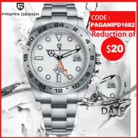PAGANI DESIGN GMT Automatic Mechanical Watch Stainless Steel Luxury Bussines Sapphire 100m Waterproof Clock Reloj Hombre PD1682