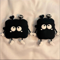 Cute Cartoon 3D Black briquettes Headphone Case For AirPods 1/2 AirPods 3 AirPods Pro 2 Silicone Drop-proof Headphone Cover
