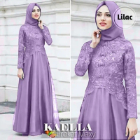 Gamis Gamis Brukat Kaella Maxy Gamis Warna Lilac Dress Panjang Kebaya - LILAC, M